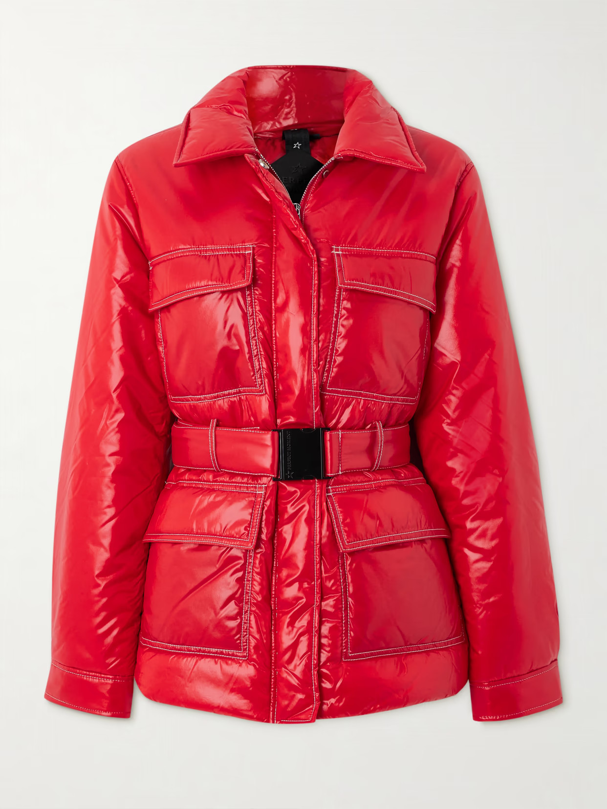 Perfect Moment - Jade Belted Quilted Padded Glossed-shell Ski Jacket - Red | NET-A-PORTER (US)