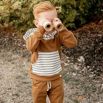 Toddler Infant Baby Boys Girls Clothes Striped Hooded Sweatshirt Tops and Pants Fall Winter Outfi... | Amazon (US)