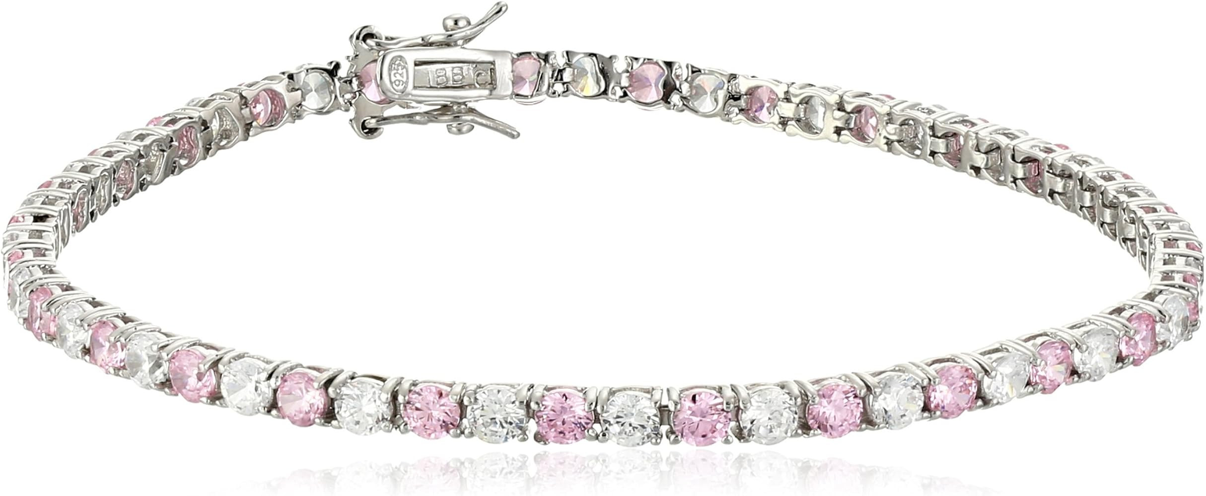 Amazon Essentials Sterling Silver Alternating Stone Prong Set AAA Cubic Zirconia Tennis Bracelet ... | Amazon (US)