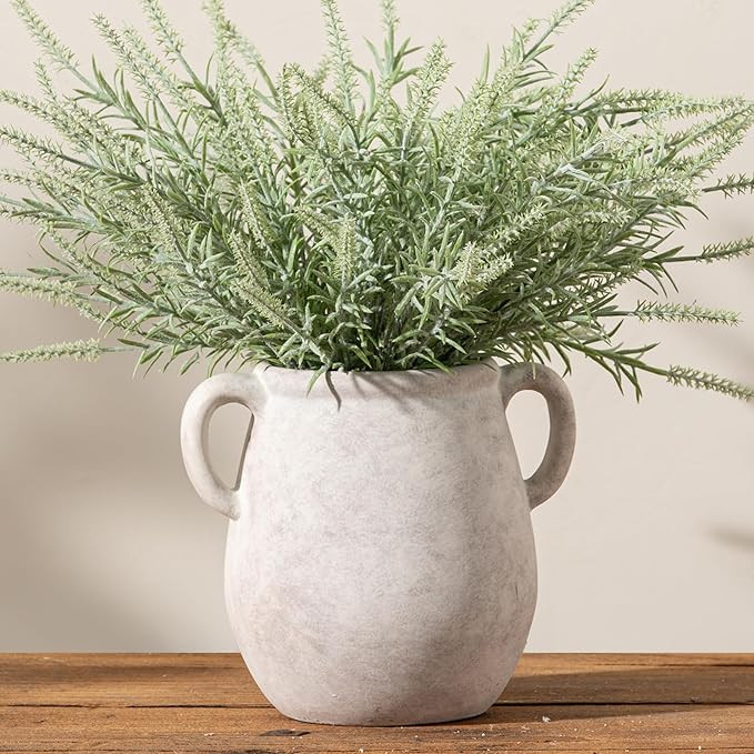 Ceramic Flower Vase Home Decor - 7.1 Inch White Rustic Table Flowers Vases Living Room Bedroom Pl... | Amazon (US)