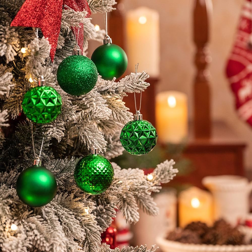 Valery Madelyn Christmas Tree Decorations Set, 50ct Green Shatterproof Christmas Ball Ornaments B... | Amazon (US)