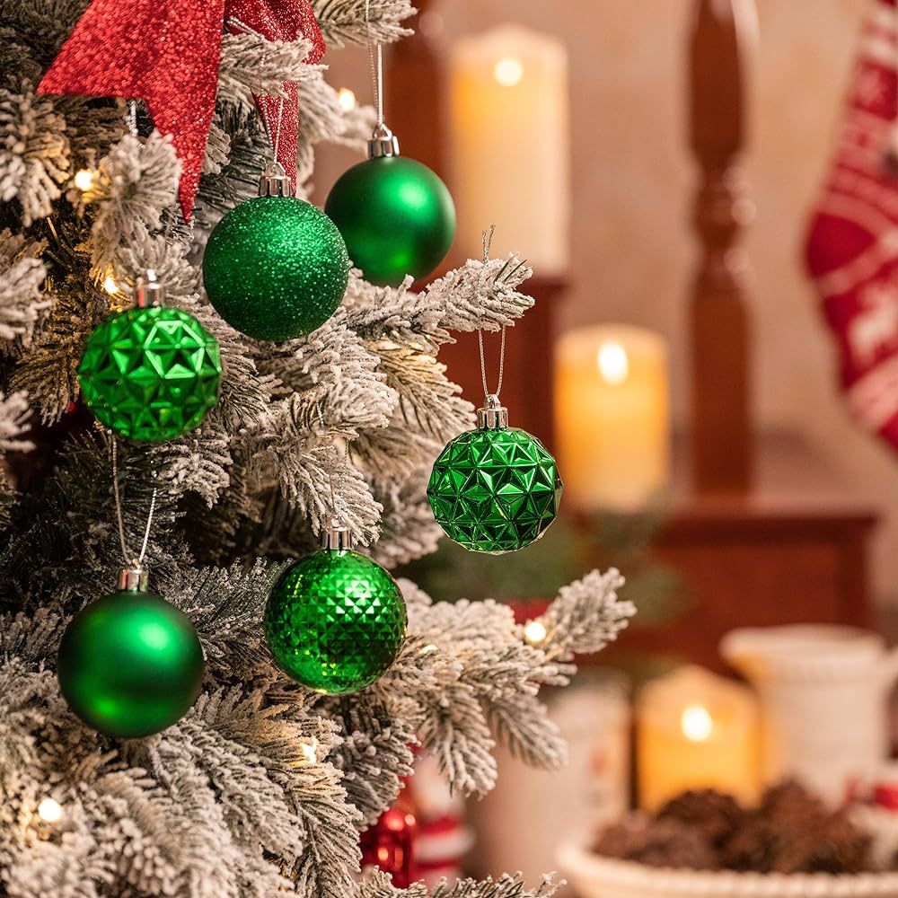 Valery Madelyn Christmas Tree Decorations Set, 50ct Green Shatterproof Christmas Ball Ornaments B... | Amazon (US)