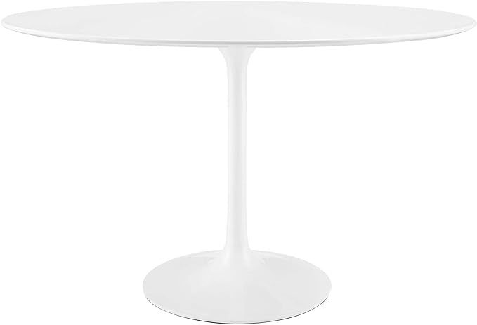 Modway Lippa 48" Mid-Century Modern Dining Table with Oval Top and Pedestal Base in White | Amazon (US)