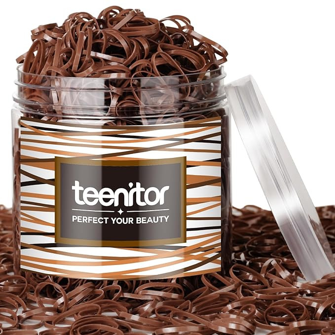 Teenitor Elastic Hair Bands, Small Hair Ties, 2000pcs, Light Brown | Amazon (US)
