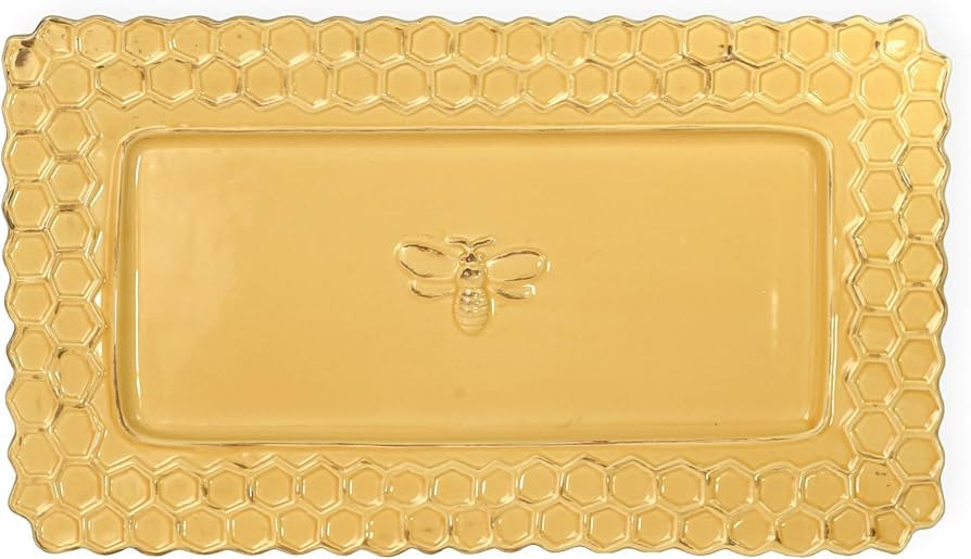 Boston International JC17147 Rectangular Ceramic Serving Platter, 13 x 7.5-Inches, Honeycomb | Amazon (US)