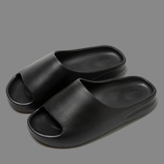 Men's Solid Color Open Toe Breathable Thick-Soled Slippers, Comfortable Non-Slip Durable EVA Slip... | Amazon (US)