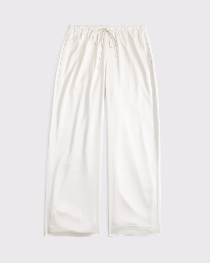 Abercrombie & Fitch Women's Satin Pull-On Pant in Cream - Size XS SHORT | Abercrombie & Fitch (US)