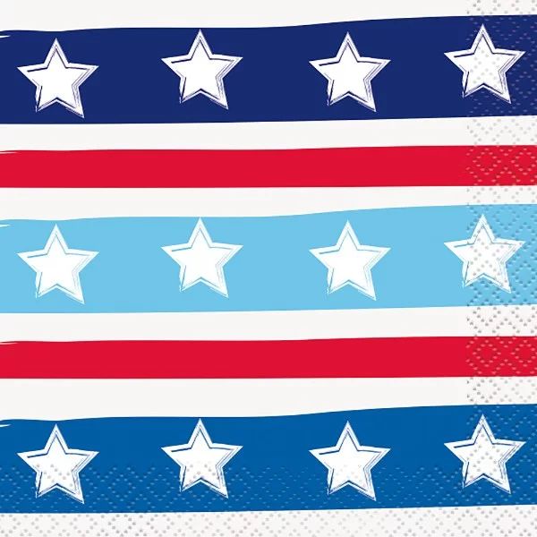 4th of July 'Bright Stars and Stripes' Small Napkins (16ct) - Walmart.com | Walmart (US)