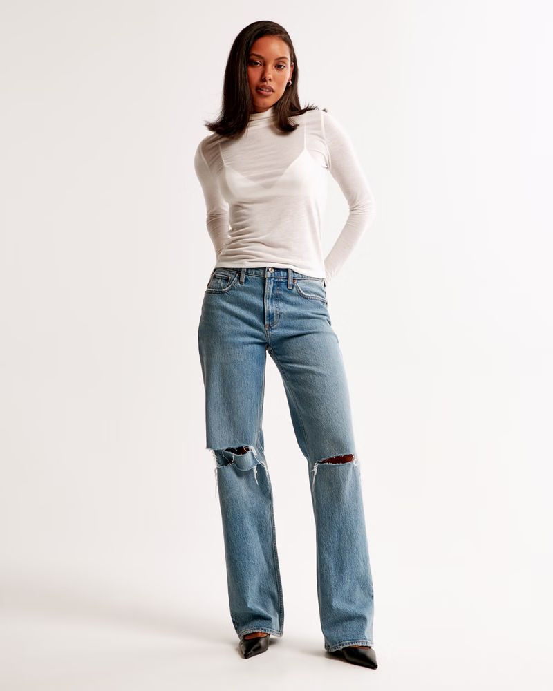 Women's Low Rise Baggy Jean | Blue Jeans Outfits | Abercrombie Jeans  | Abercrombie & Fitch (US)