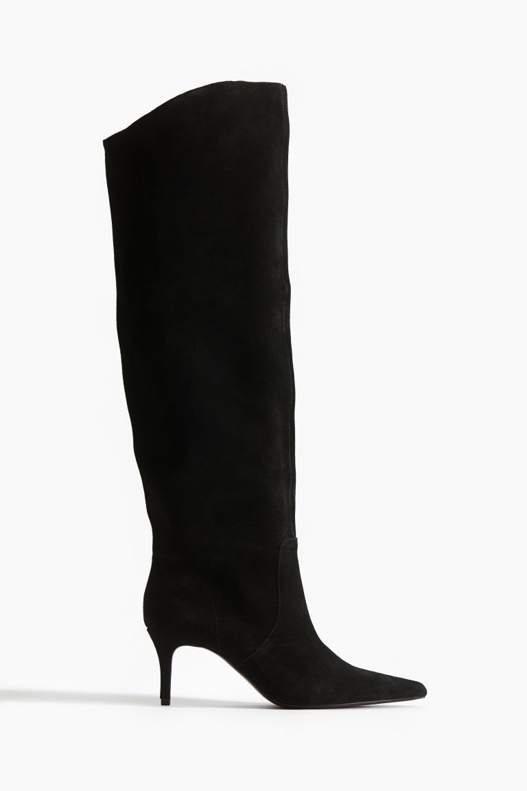 H & M - Knee-High Suede Boots - Black | H&M (US + CA)