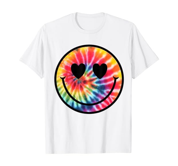 Happy Face Tie Dye Smile Face Funny T-Shirt | Amazon (US)