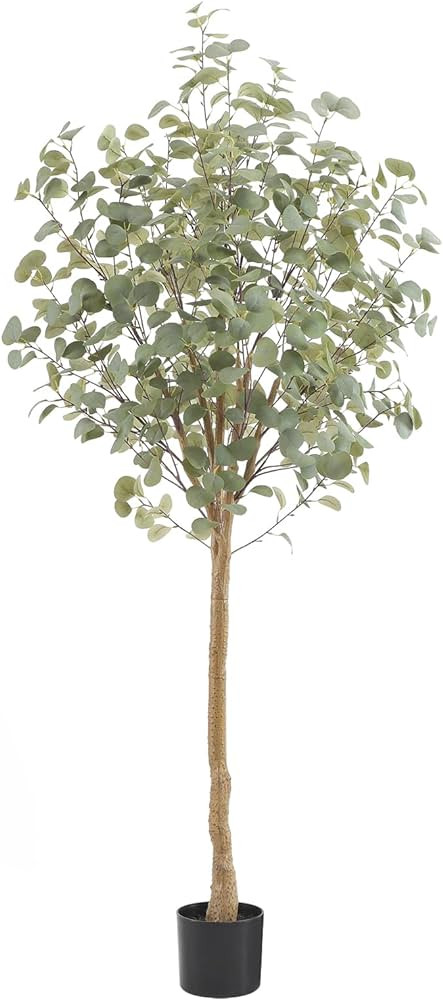 Tall Eucalyptus Tree Artificial，6ft(72in) Faux Eucalyptus Tree with Realistic Silk Leaves， Fa... | Amazon (US)