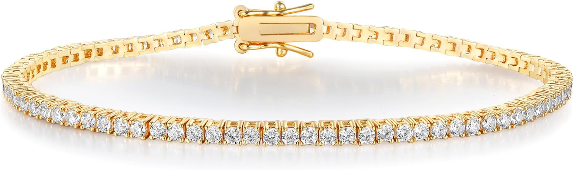 Gemsme Tennis Bracelet for Women Men, White/Yellow Gold Plated 5mm Round Cubic Zirconia Classic T... | Amazon (US)