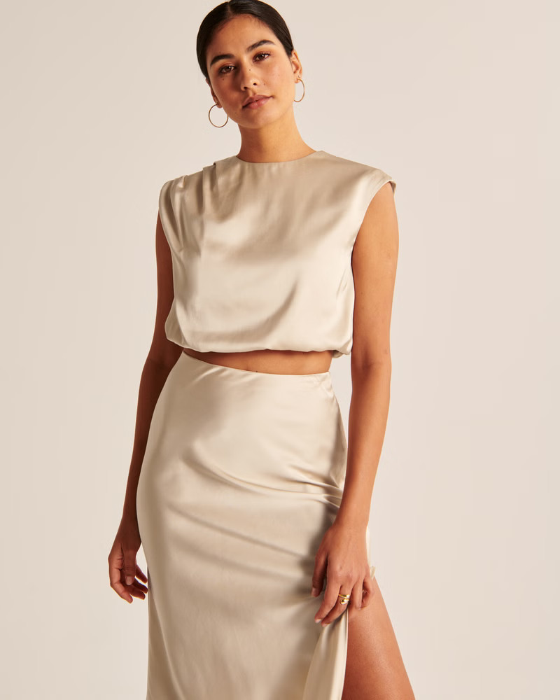Strong Shoulder Satin Set Top | Abercrombie & Fitch (US)
