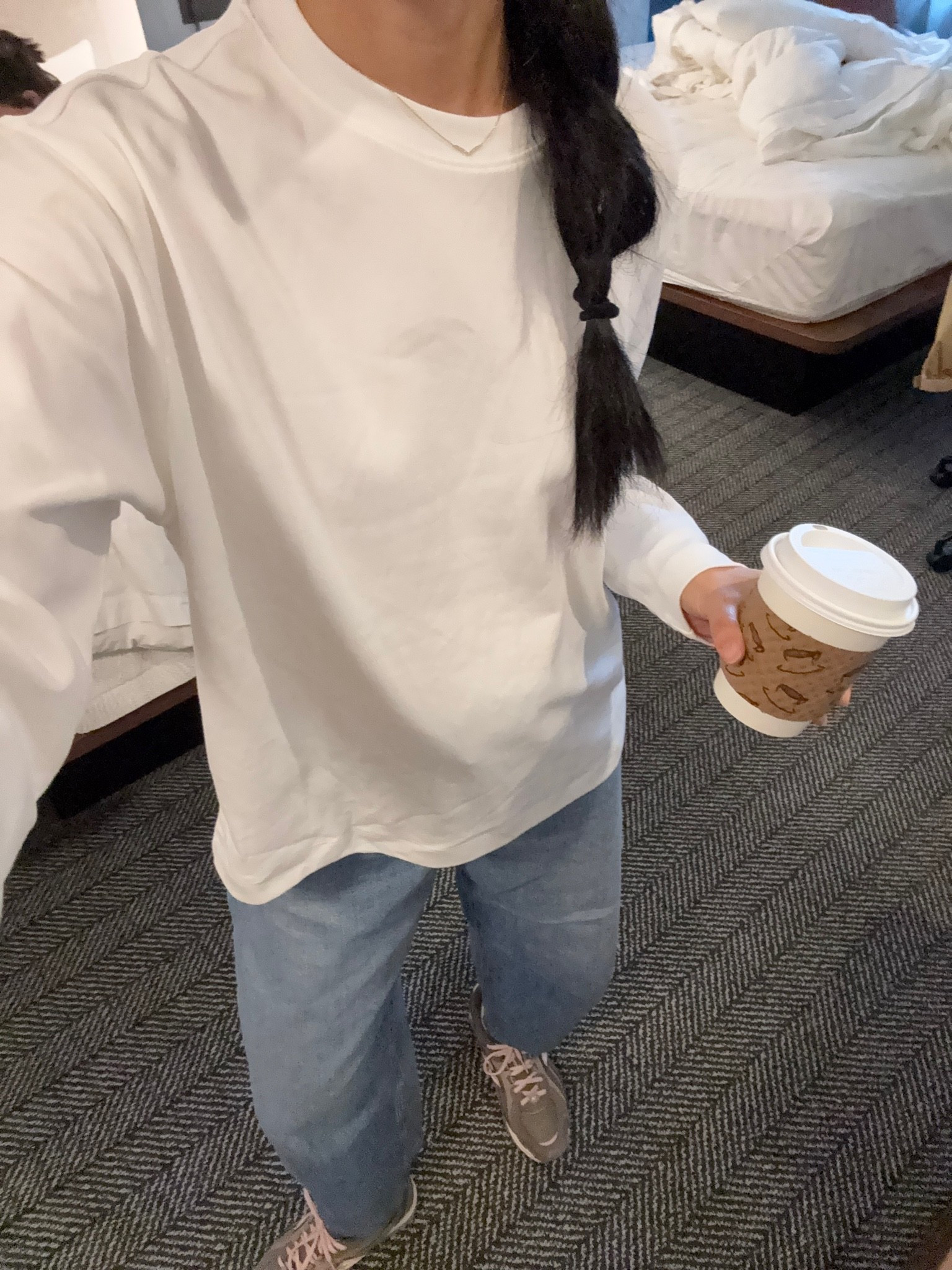 Aritzia the Hailey Beiber long sleeve. Runs big. I sized down 1 size to xxs. 
Everlane jeans. Tts but I did size up 1 size for comfort. 
New Balance 204L. I took half size larger because that’s all the store had and it fits fine. Don’t know what my true size feel like but I think it should be ok too.

#LTKcanada #LTKfall #LTKpetite