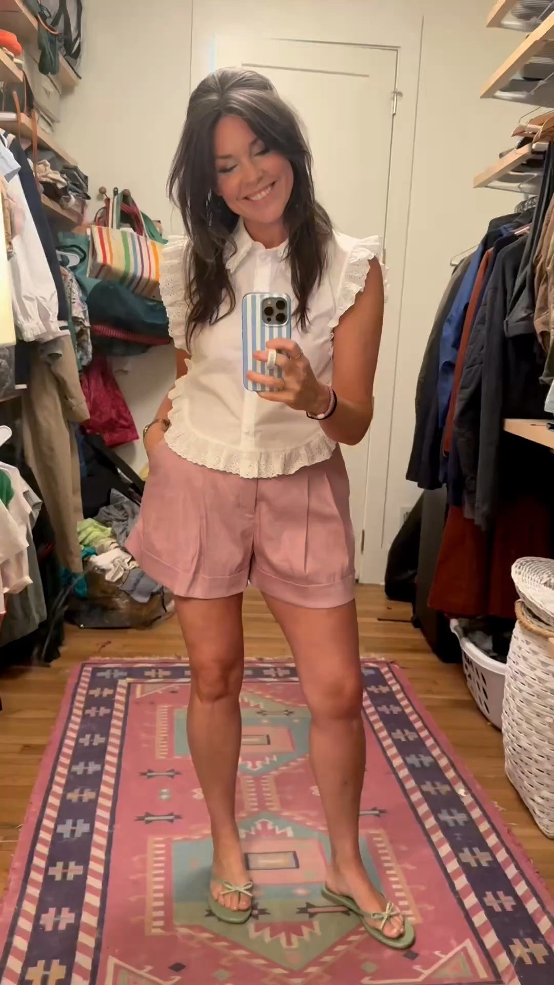 Fave shorts on sale for $30 and I love this top!!! It’s so cute. I feel like it’s a little snug across the chest - I’m a solid medium but if you have a larger cup size you might want to size up!

#LTKootd #LTKSaleAlert #LTKOver40