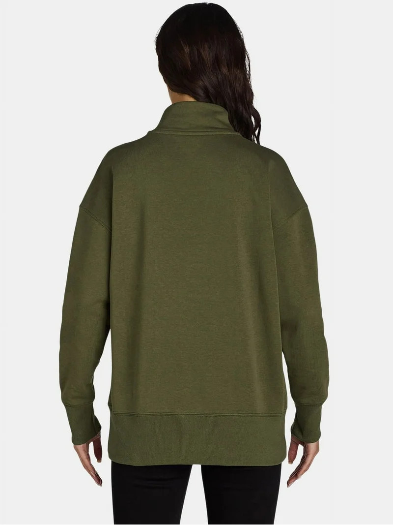 Time and Tru Women's Mock Neck Sweatshirt with Button Placket, Sizes XS-XXXL | Walmart (US)