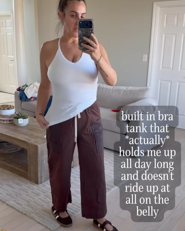 Wearing a medium in all. Great as a camisole under your favorite tops and cardigans or on it's own for those hot days where putting on a bra sounds like torture. 
#builtinbratank #summertank #camisole 

 #LTKootd #LTKSeasonal #LTKMidsize