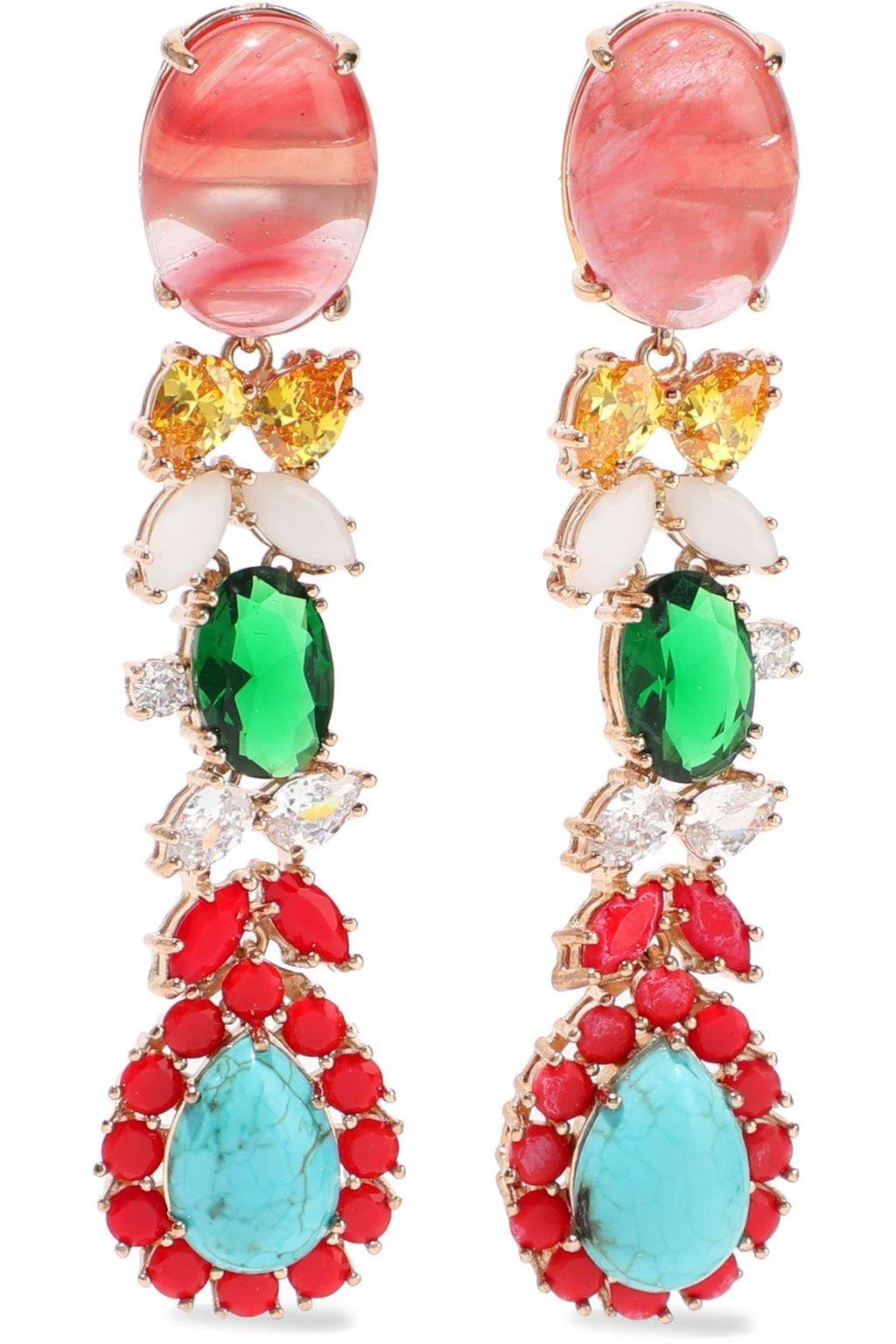 Multicolor Gold-tone, quartz, turquoise and crystal earrings | Sale up to 70% off | THE OUTNET | ... | The Outnet (US and CA)