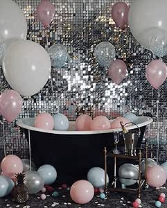 Kate Square Sliver Sequin Wall Panel Backdrop Sliver Glitter Panels Wedding Decoration(Pack of 12... | Amazon (US)