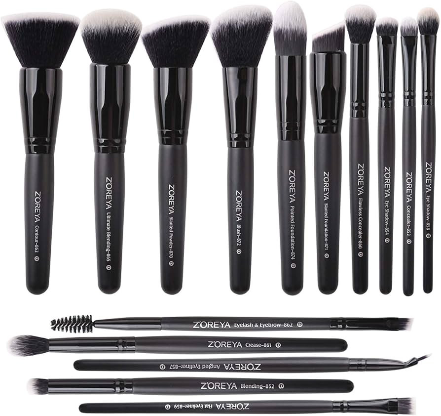 Zoreya Makeup Brushes 15Pcs Makeup Brush Set Premium Synthetic Kabuki Brush Cosmetics Foundation ... | Amazon (US)