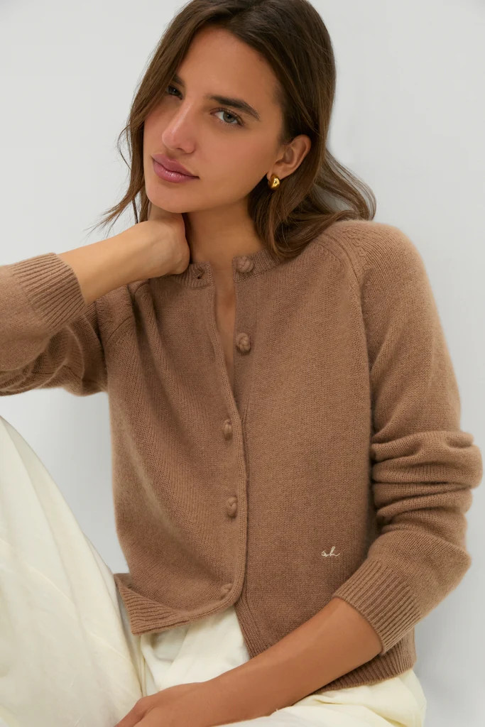 Mocha Cashmere Knot Button Phoebe Cardigan | Tuckernuck (US)