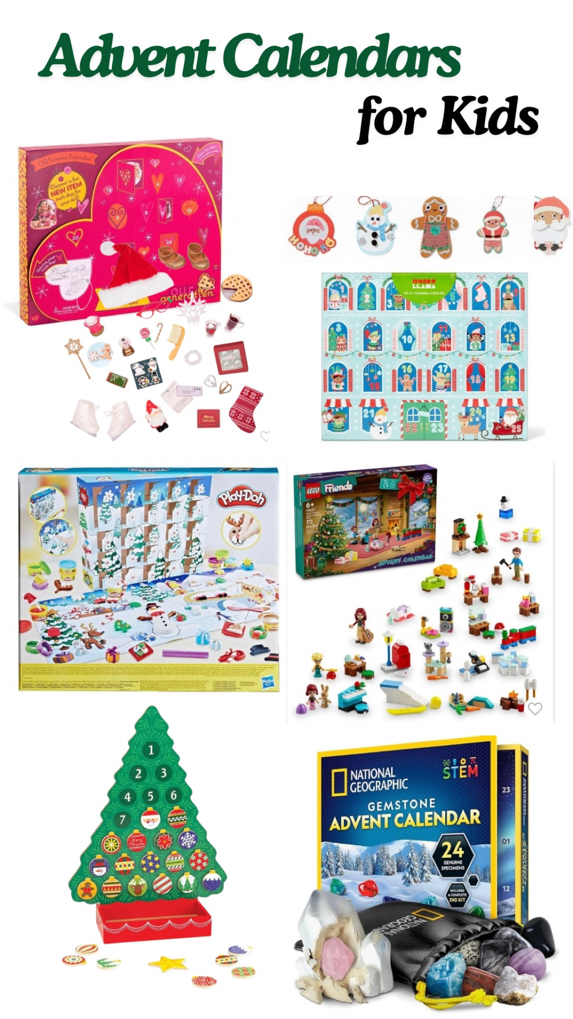 Advent calendars for kids

Lego advent calendar 
Doll accessories advent calendar 
Rock advent calendar 
Craft advent calendar 
Kids advent calendar 
Playdoh advent calendar 


#LTKSeasonal #LTKHoliday #LTKKids