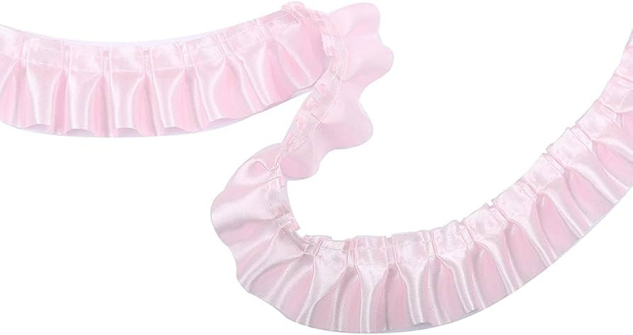 YYCRAFT 11 Yards Satin Ruffle Trim Fabric Trims and Embellishments by The Yard, 1.5 Inch Baby Pin... | Amazon (US)