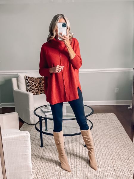 Walmart tunic turtleneck sweater wearing a small
Perfect Christmas outfit 
Leggings outfit idea 
In a medium in buttery soft Amazon leggings 



#LTKSeasonal #LTKHoliday #LTKunder50