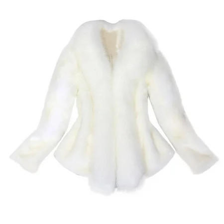 White Fur Coat Women Winter Soft Warm Faux Fur Coats Fluffy Shacket Jacket Long Sleeve Shaggy Waistc | Walmart (US)