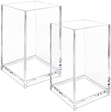 Amazon.com: 2 Pack Clear Acrylic Pencil Pen Holder Cup, Clear Makeup Brush Holder, Acrylic Cosmet... | Amazon (US)