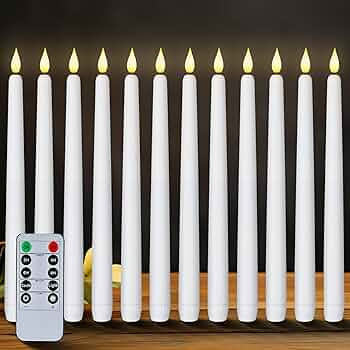Homemory 12 Pcs Flameless Taper Candles with Remote Timer Dimmer, 11 inches White LED Taper Candl... | Amazon (US)