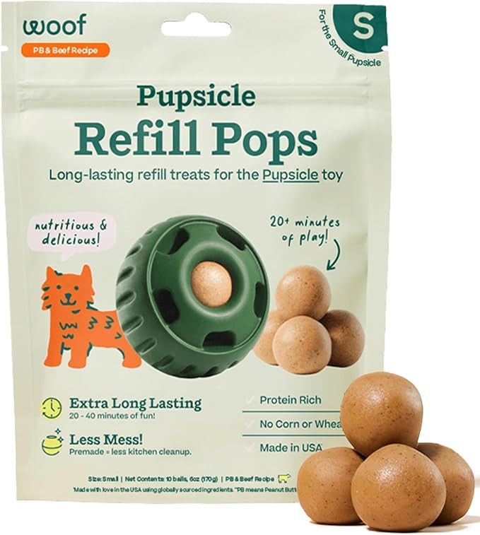 WOOF Pupsicle Refill Pops - Low-Mess Dog Snacks - with Peanut Butter and Beef - Dog Treats - Long... | Amazon (US)