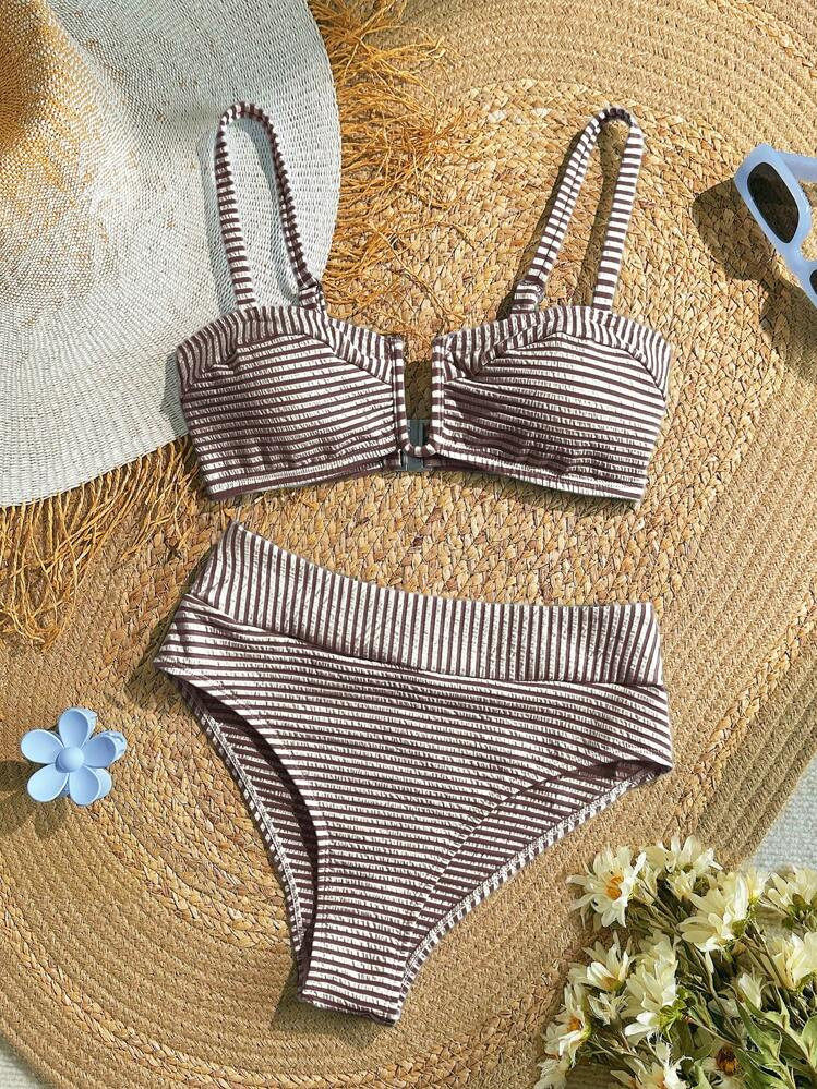 KARISMINA Women Striped Bikini Set, Casual Vacation | SHEIN