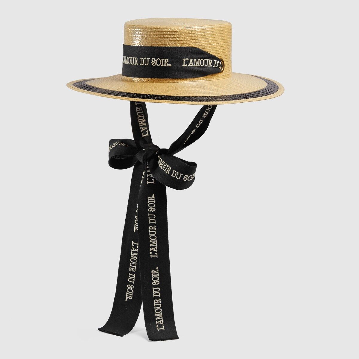 Straw effect wide brim hat with ribbon | Gucci (US)