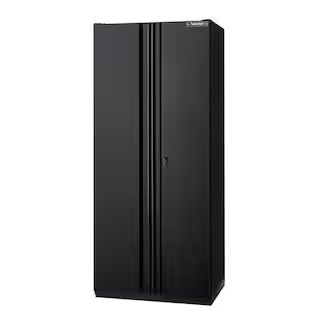 Pro Duty Welded 20-Gauge Steel Freestanding Garage Cabinet in Black LINE-X (36 in. W x 81 in. H x... | The Home Depot