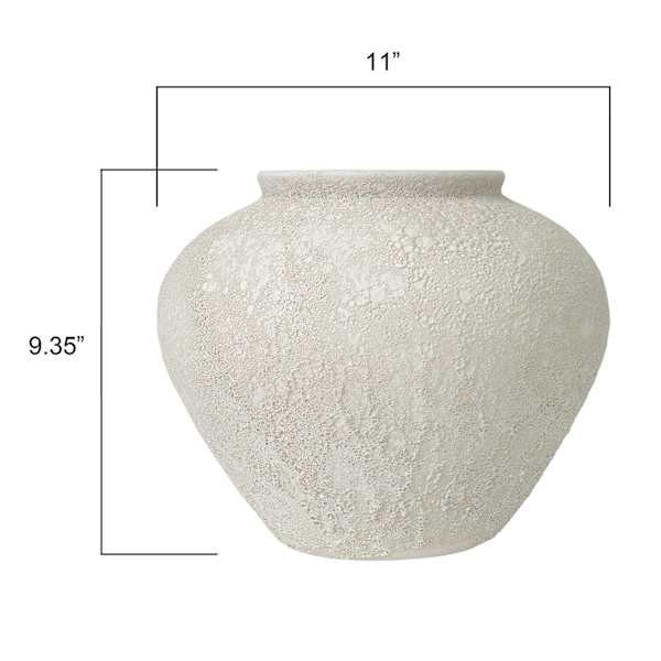 White Ceramic Glazed Textured Vase, 9" | At Home