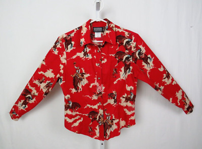 VTG 1970s ROUGH RIDER WOMEN'S SMALL COWBOY WESTERN SHIRT RED COTTON | eBay US