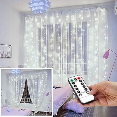 String Lights Curtain,USB Powered Fairy Lights for Bedroom Wall Party,8 Modes & IP64 Waterproof I... | Amazon (US)
