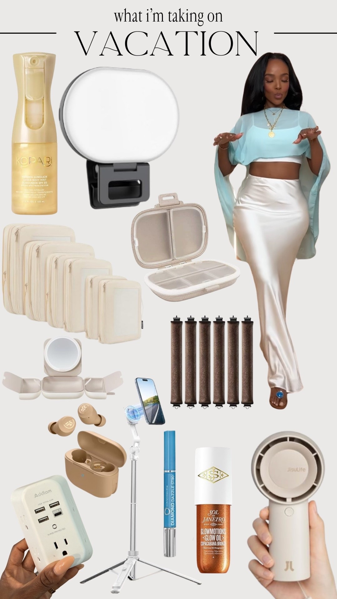 ✈️ Every vacation, I tell myself I’m going to pack light… and then I end up bringing all my favorite travel essentials. These are the items that always make it into my suitcase because they make traveling so much easier and more comfortable. From beauty favorites and organization must-haves to little gadgets that save space and keep everything running smoothly, these are the things I never leave home without. They might seem small, but they make such a big difference once I get to my destination.

🤎 Cada viaje digo que voy a empacar menos, pero siempre termino llevando mis esenciales favoritos. Estos son los productos que nunca faltan en mi maleta porque hacen que viajar sea mucho más fácil, organizado y cómodo.

Follow me on Instagram and YouTube
@kirasfashionfinds

#LTKTravel #LTKvlog #LTKHome