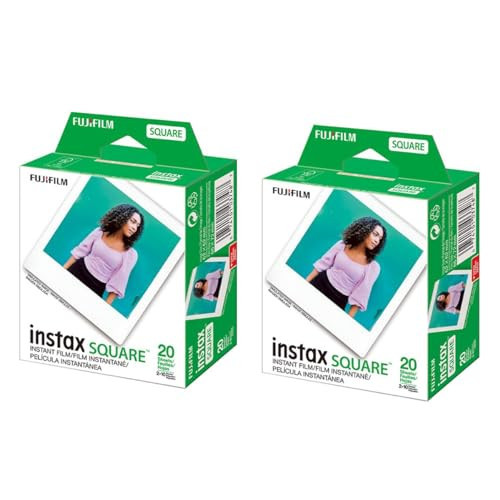 Fujifilm 2 Pack instax Square Instant Color Film, Twin Pack - 20 Exposures (40 Total), White Frame | Amazon (US)