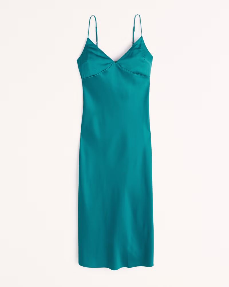 Lace-Up Back Slip Midi Dress | Abercrombie & Fitch (US)