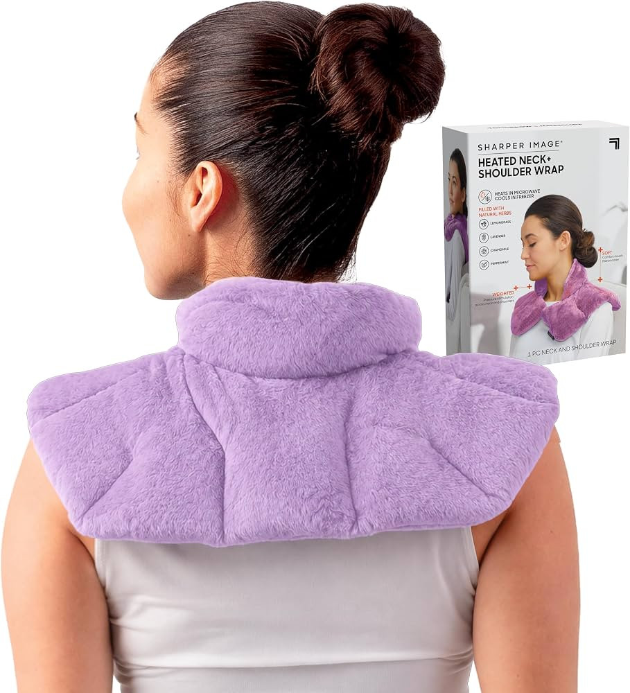 Sharper Image Heated Neck & Shoulder Wrap - Microwavable Warm & Cooling Plush Pad, Scented Aromat... | Amazon (US)