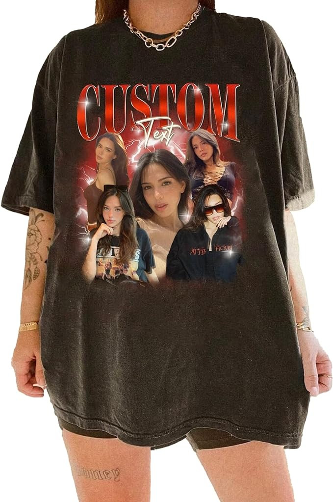 NAZENTI Custom Your Own Bootleg Shirts, Custom Bootleg Rap Tee for Girlfriend Boyfriend, Custom G... | Amazon (US)