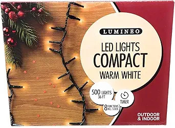 Lumineo 500 LED Warm White Christmas Compact Lights Set, Green Wire 36 Feet | Amazon (US)