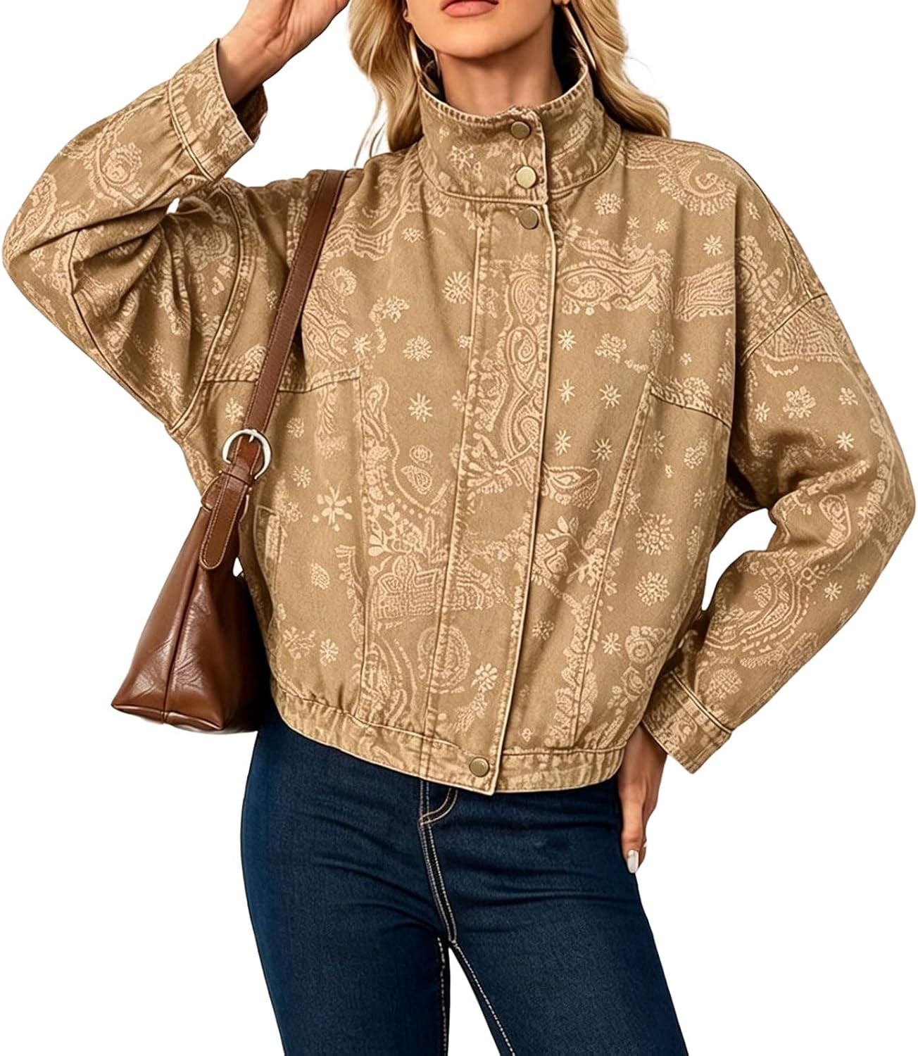 Women Floral Denim Jacket Y2k Fall Crop Lightweight Jean Jacket | Amazon (US)
