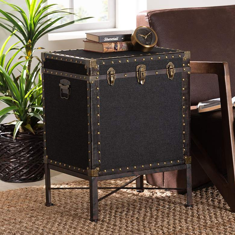 Laura 18 1/2" Wide Black Canvas Lift Top Trunk End Table | Lamps Plus