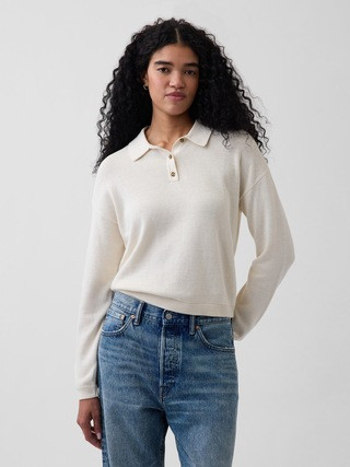 100% Cotton Relaxed Polo Sweater | Gap (US)