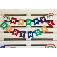 Rainbow Birthday Banner, Happy Party Decor, Banner | Etsy (US)