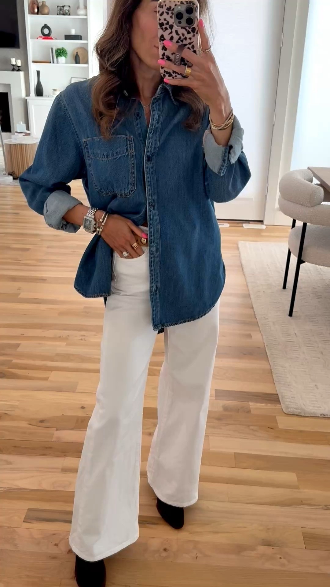 Transitional fall outfit idea white jeans with denim shirt size xs

#LTKPetite #LTKootd #LTKOver40